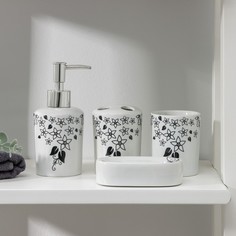 4 предмета, мыльница, дозатор, 2 стакана No Brand
