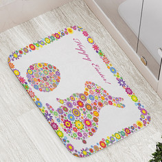 Коврик противоскользящий JoyArty "Кролик из цветов" для ванной сауны бассейна 77х52 см