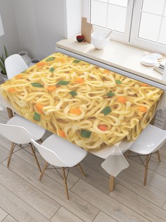 Скатерть прямоугольная на кухонный стол JoyArty "Лапша быстрогог приготовления"
