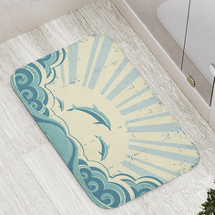 Коврик противоскользящий JoyArty "Дельфины ретро" для ванной, сауны, бассейна, 77х52 см