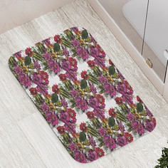 Коврик противоскользящий JoyArty "Цветущие кактусы" для ванной сауны бассейна 77х52 см