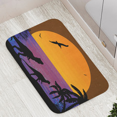 Коврик противоскользящий JoyArty "Динозавры на закате" для ванной сауны бассейна,77х52см