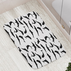 Коврик противоскользящий JoyArty "Силуэты дельфинов" для ванной, сауны, бассейна, 77х52 см