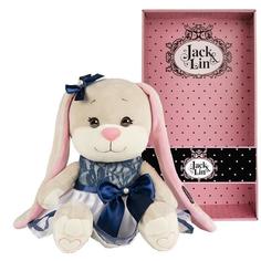 Мягкая игрушка Maxitoys Jack&Lin Зайка в Сине-Белом Платье с Бантом, 25 см