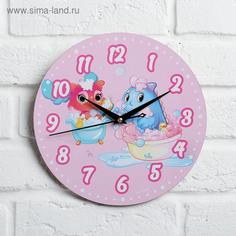 Часы дерево настенные Динозаврики, диам. 25 см No Brand