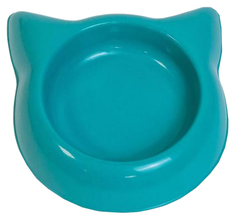 Миска для кошек Yami-Yami Кошка пластиковая, бирюзовая, 16 см, 250 мл