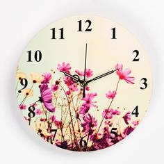 Часы настенные, : Цветы, Полевые цветы, плавный ход, 23.5 х 23.5 см No Brand
