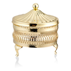 Сахарница круглая с крышкой Queen Anne 11см, сталь, золотой цвет