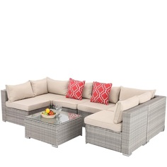 Плетеный модульный диван Афина YR822BgB Grey-Beige Afina