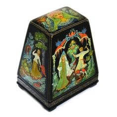 Лаковая миниатюра шкатулка-пирамида "Каменный цветок" Палех Russia The Great