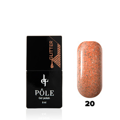 Гель-лак "POLE - Glitter" №20 - мандариновый коктейль (8 мл.)