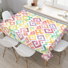 Скатерть прямоугольная JoyArty Акварельные этнические узоры из сатена 180x145 см