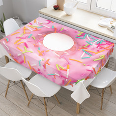 Скатерть прямоугольная на кухонный стол JoyArty Пончик с посыпкой из оксфорда 120x145см