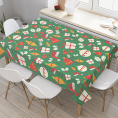Прямоугольная тканевая скатерть на стол JoyArty с рисунком "Подарки на праздник" 145x180см
