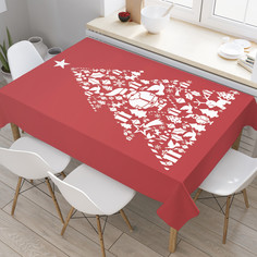 Прямоугольная водоотталкивающая скатерть на стол JoyArty Дед Мороз в елке 120x145 см