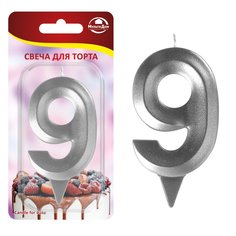 Свеча для торта "Грань" цифра 9 (хром) МультиДом