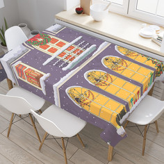 Прямоугольная тканевая скатерть на стол JoyArty с рисунком "Праздник в доме" 145x180 см