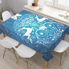 Прямоугольная тканевая скатерть на стол JoyArty с рисунком "Новогодний шар" 145x180 см