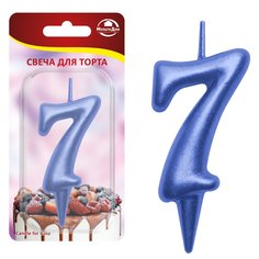 Свеча для торта "Овал" цифра 7 (синий) МультиДом