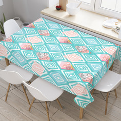 Скатерть прямоугольная JoyArty Современная цветочная геометрия из сатена 180x145 см