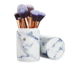 Набор из 10 кисточек для нанесения макияжа в футляре-тубусе Premium brushes Marble No Brand