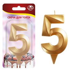 Свеча для торта "Грань" цифра 5 (золото) МультиДом