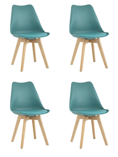 Комплект стульев для кухни 4 шт , серо-зеленый, деревянные Ножки Stool Group