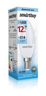 Лампа светодиодная SMARTBUY, E14, 12W, 4000K, "Свеча", арт. 781474 - (10 шт.)