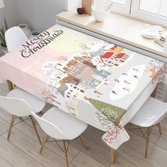 Прямоугольная тканевая скатерть на стол JoyArty с рисунком "Утро в Рождество" 145x180 см