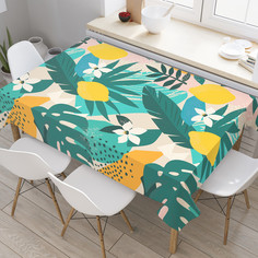 Скатерть прямоугольная на стол JoyArty Лимоны в тропических листьяхиз оксфорда,180x145см