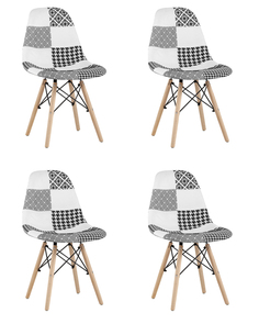 Комплект стульев для кухни 4 шт EAMES DSW пэчворк, черно-белый Stool Group