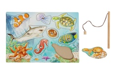 Деревянный пазл Магнитная рыбалка - Море, 9 элементов Деревянные игрушки