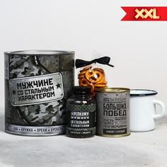 Подарочный набор «Мужчине со стальным характером»: чай 50 г, кружка 350 мл, орехи 300 г, к No Brand