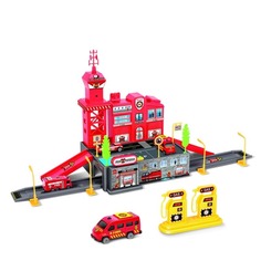 Игровой набор Парковка. Пожарная станция 27 деталей, 2 этажа, 4 машины Guang Wei Toys