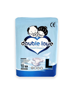 Подгузники впитывающие для взрослых Double love одноразовые обхват 96-137 см р. L 10 шт.