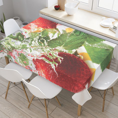 Скатерть прямоугольная JoyArty Клубничный мохито из сатена 180x145 см