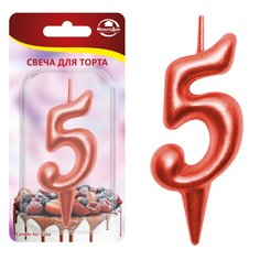 Свеча для торта "Овал" цифра 5 (красный) МультиДом