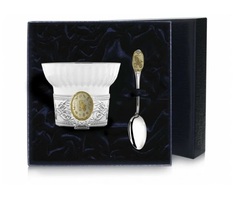 Набор чаш/чайн с лог "Козерог"+лож (2пр) ч/п+футляр АргентА