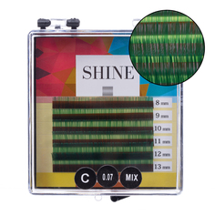 Ресницы цветные SHINE (зеленые), 6 лент D 0.10 8-13 mm