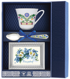 Набор чайный "Сад - Замоскворечье" с фоторамкой и серебряной ложкой в футляре АргентА