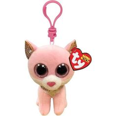 Мягкая игрушка брелок TY Beanie Babies розовая кошечка FIONA 10 см., 35247