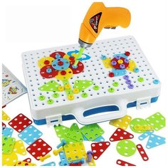 Конструктор мозаика XPX 3D с шуруповёртом, 255 деталей 6-животных
