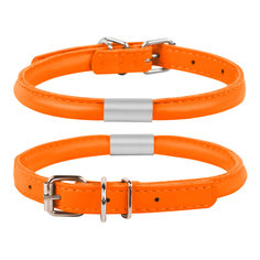 Ошейник для собак Collar Glamour круглый с адресником Оранжевый 6 мм, длина 17-20 см