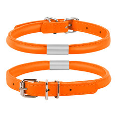 Ошейник для собак Collar Glamour круглый с адресником Оранжевый 6 мм, длина 17-20 см