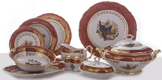 Сервиз столовый Охота (красный) На 6 персон 26 предметов Bavarian Porcelain