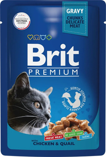 Влажный корм для кошек Brit Premium с курицей и перепелкой, 85 г Brit*