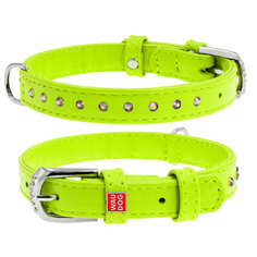 Ошейник для собак Collar Glamour со стразами Салатовый 19-25 см