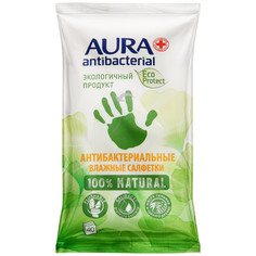 Влажные салфетки Aura Eco Protect Flushable антибактериальные big-pack 40 штук