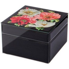 Шкатулка Lefard коллекция Маки цвет: черный лак 12,5х12,5х8 см