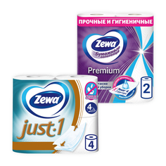 Туалетная бумага Zewa Джаст 4 рул.+Бумажные полотенца Zewa Премиум 2 рулона